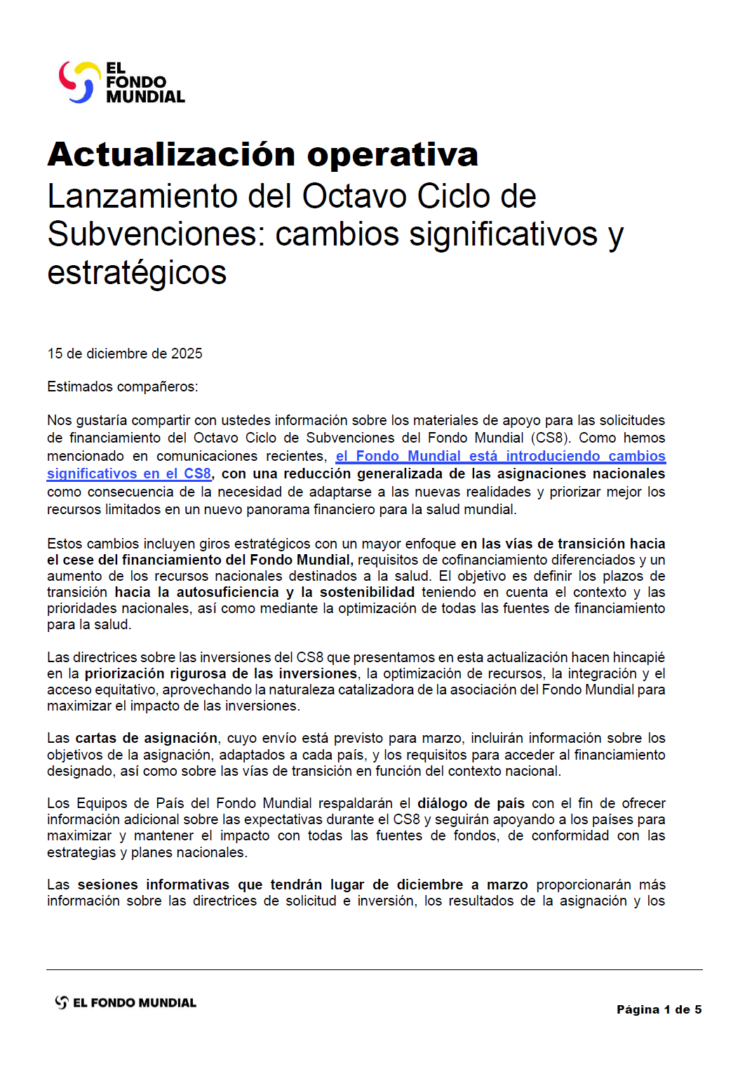 operational update - es