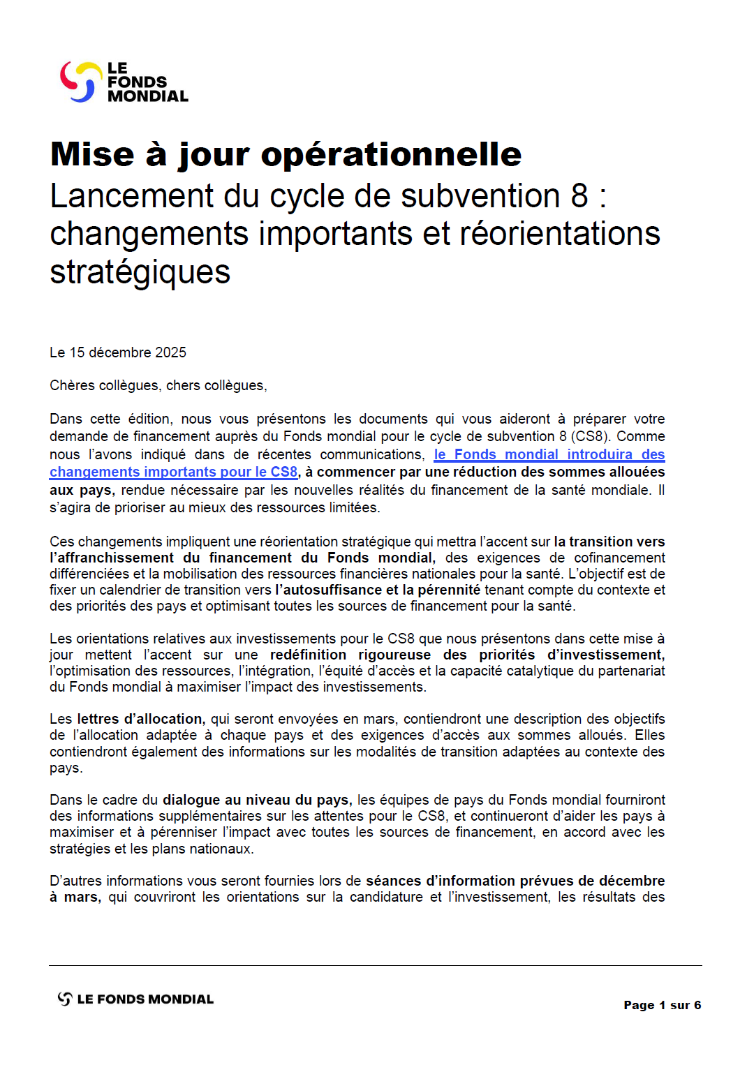 operational update - fr