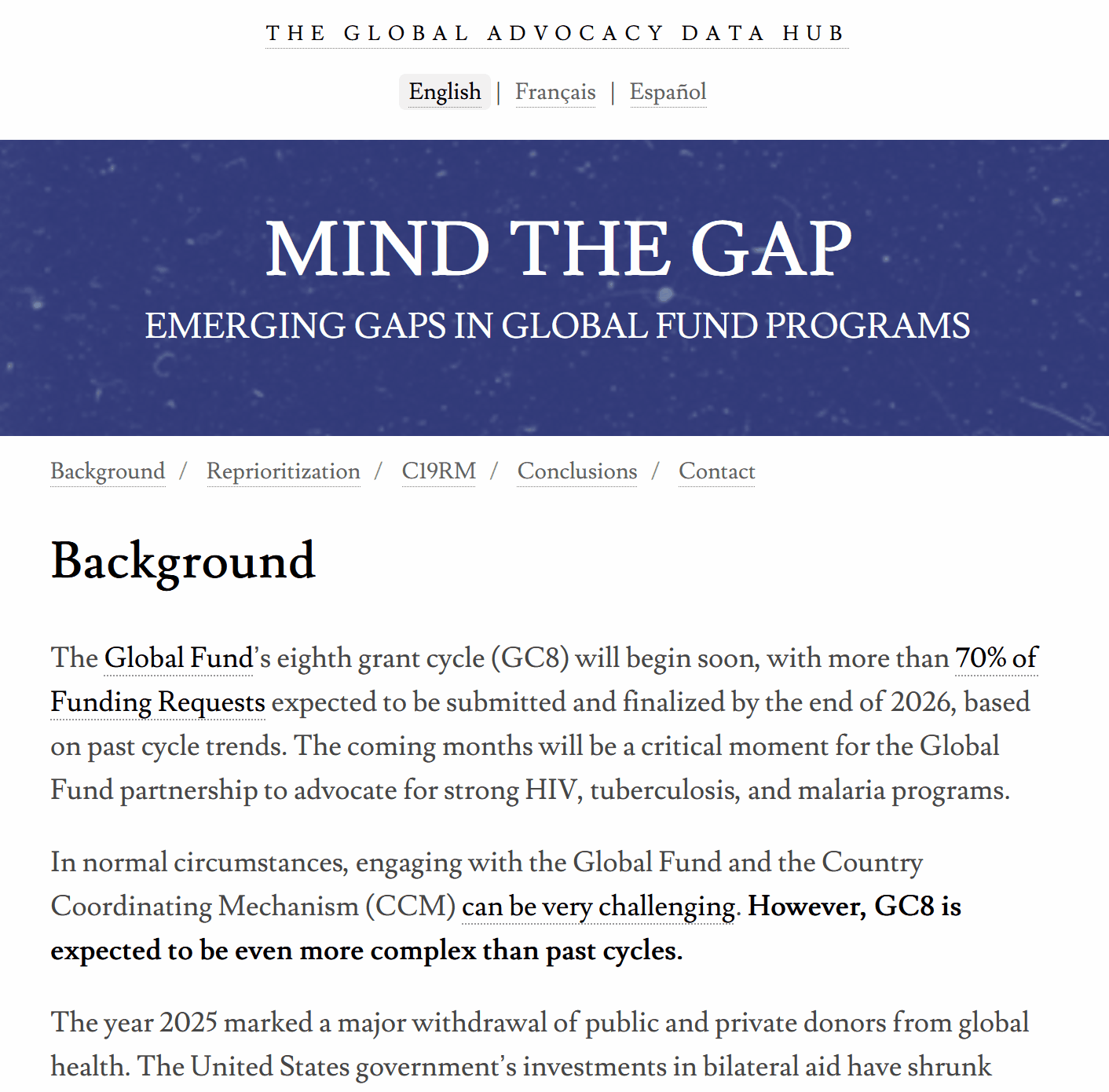 Mind the Gap: Emerging gaps in Global Fund programs